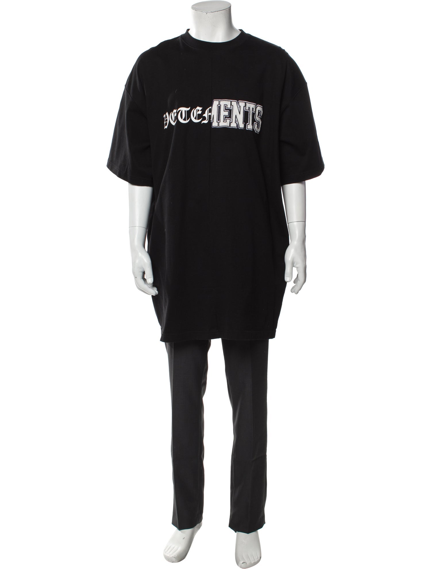 Vetements Vertical Cut-Up Logo 'Black' Graphic Print T-Shirt