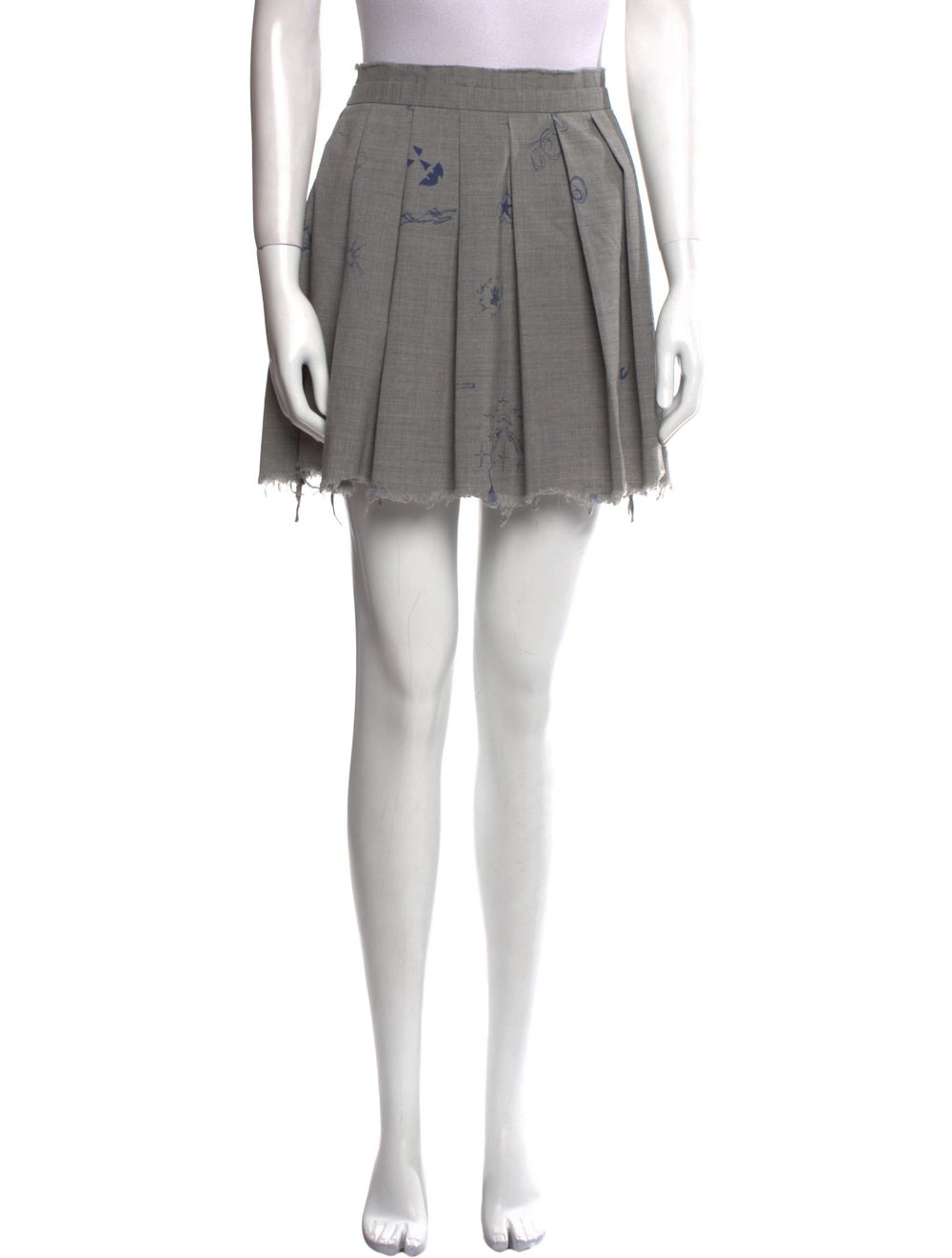 Vetements Virgin Wool Skirt Grey Pleated Accents