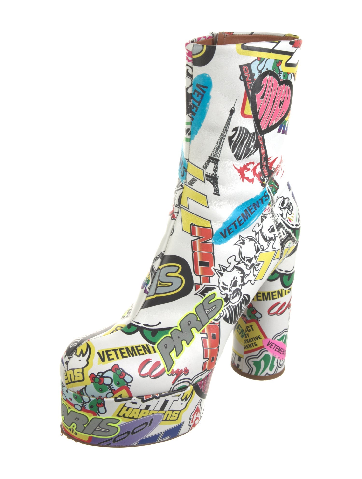 Vetements Leather Printed Sock Boots