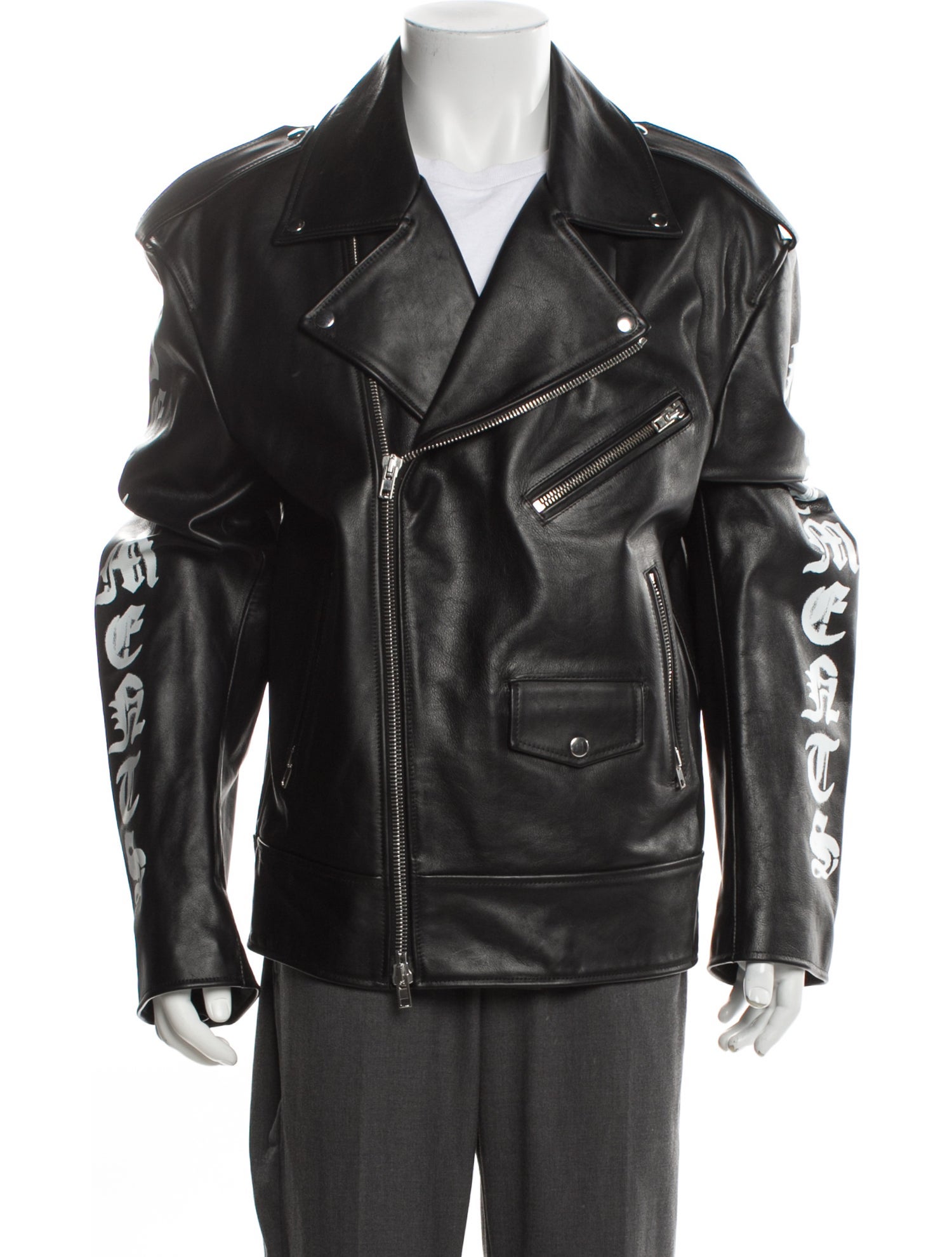 Vetements 2024 Gothic Logo Moto Jacket