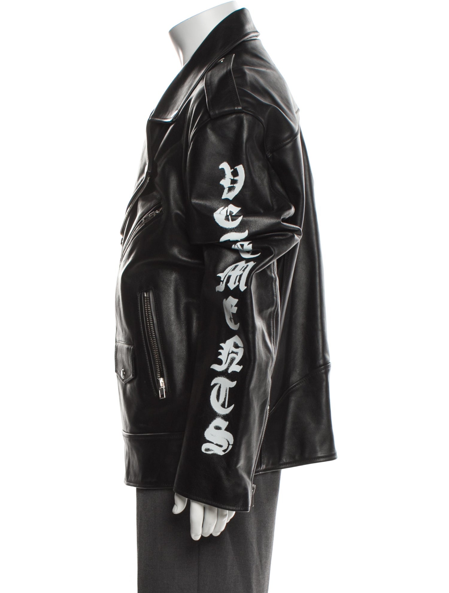 Vetements 2024 Gothic Logo Moto Jacket