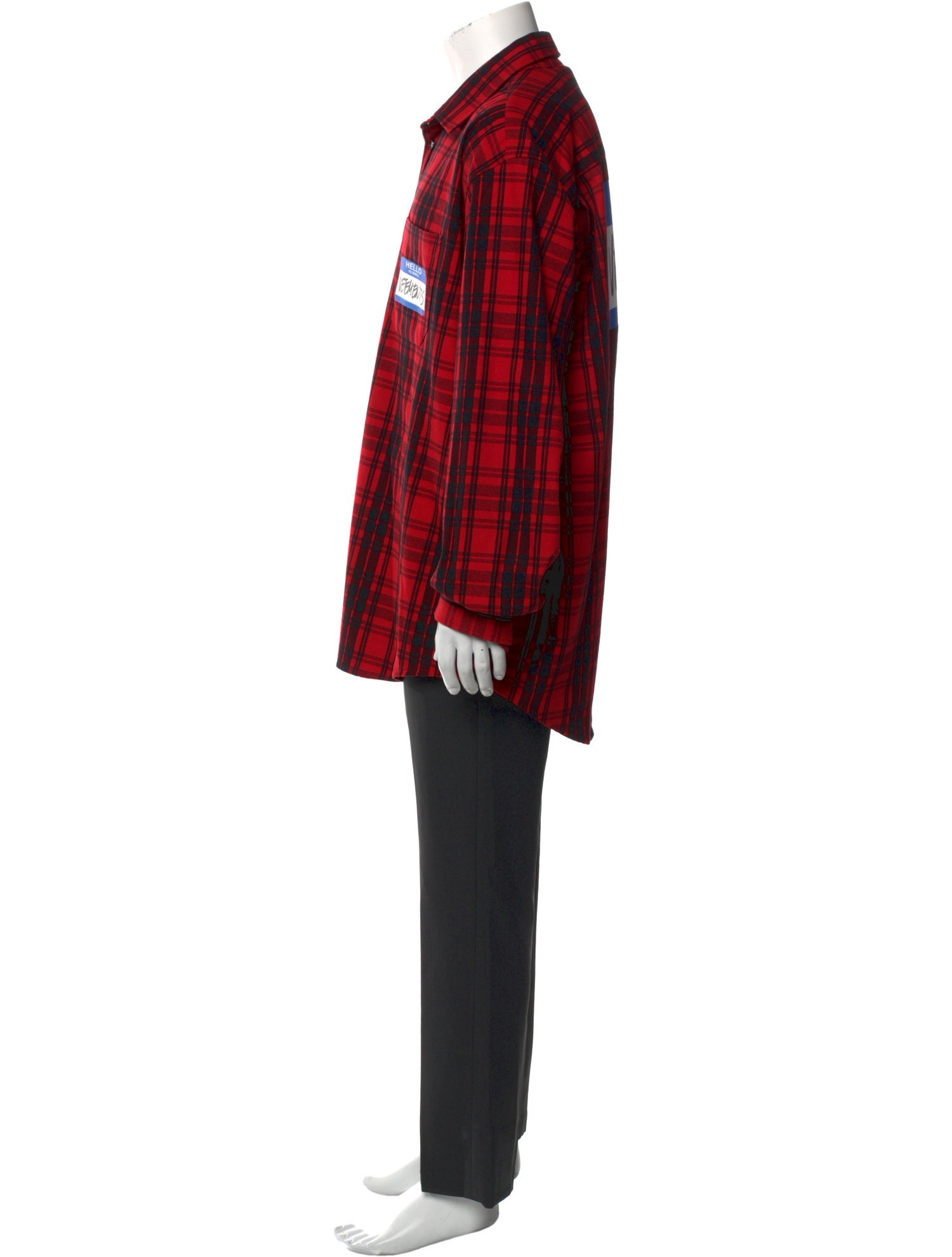 Vetements 'Hello, My Name Is' Plaid Print Shirt