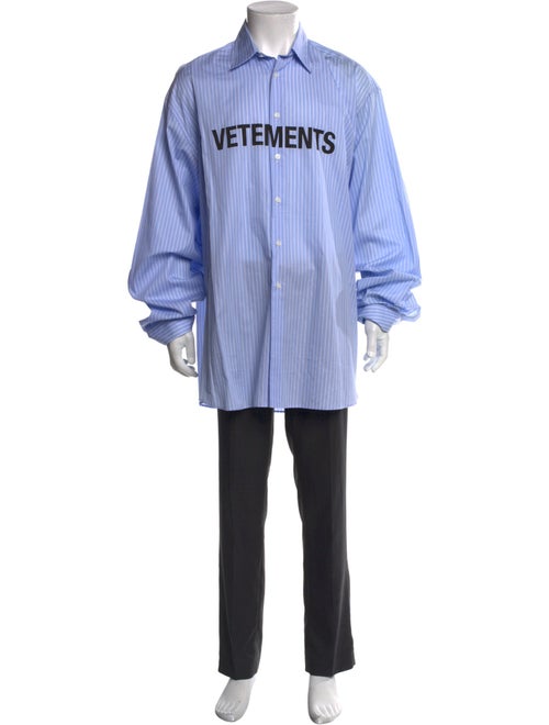 Vetements Signature Logo Striped Dress Shirt