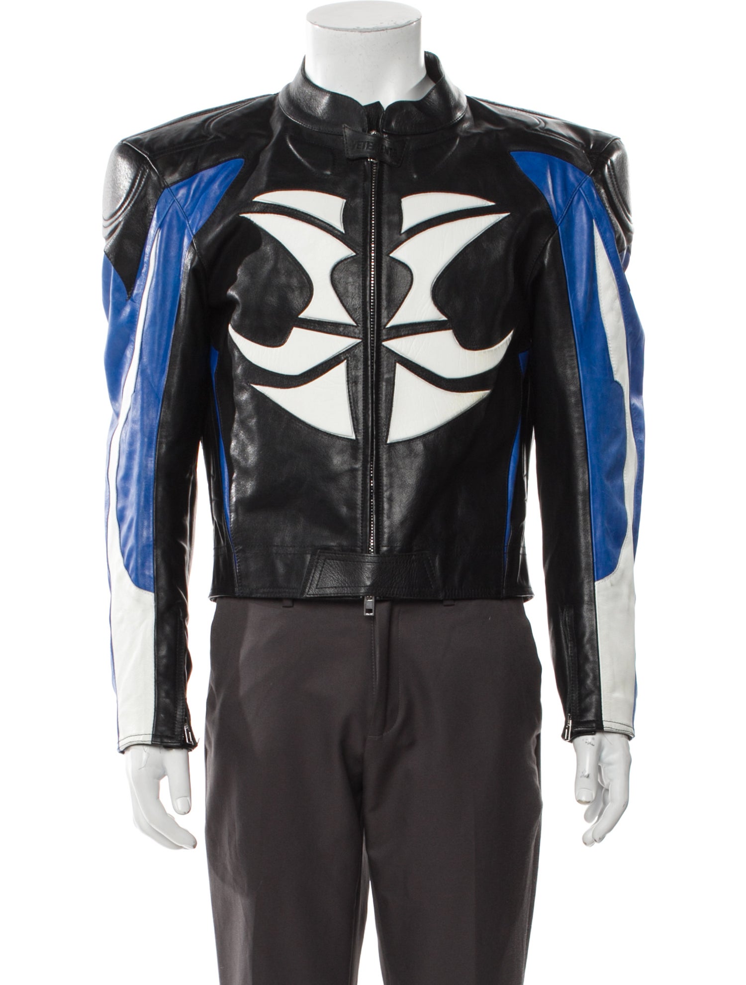 Vetements Calf Leather Colorblock Pattern Jacket