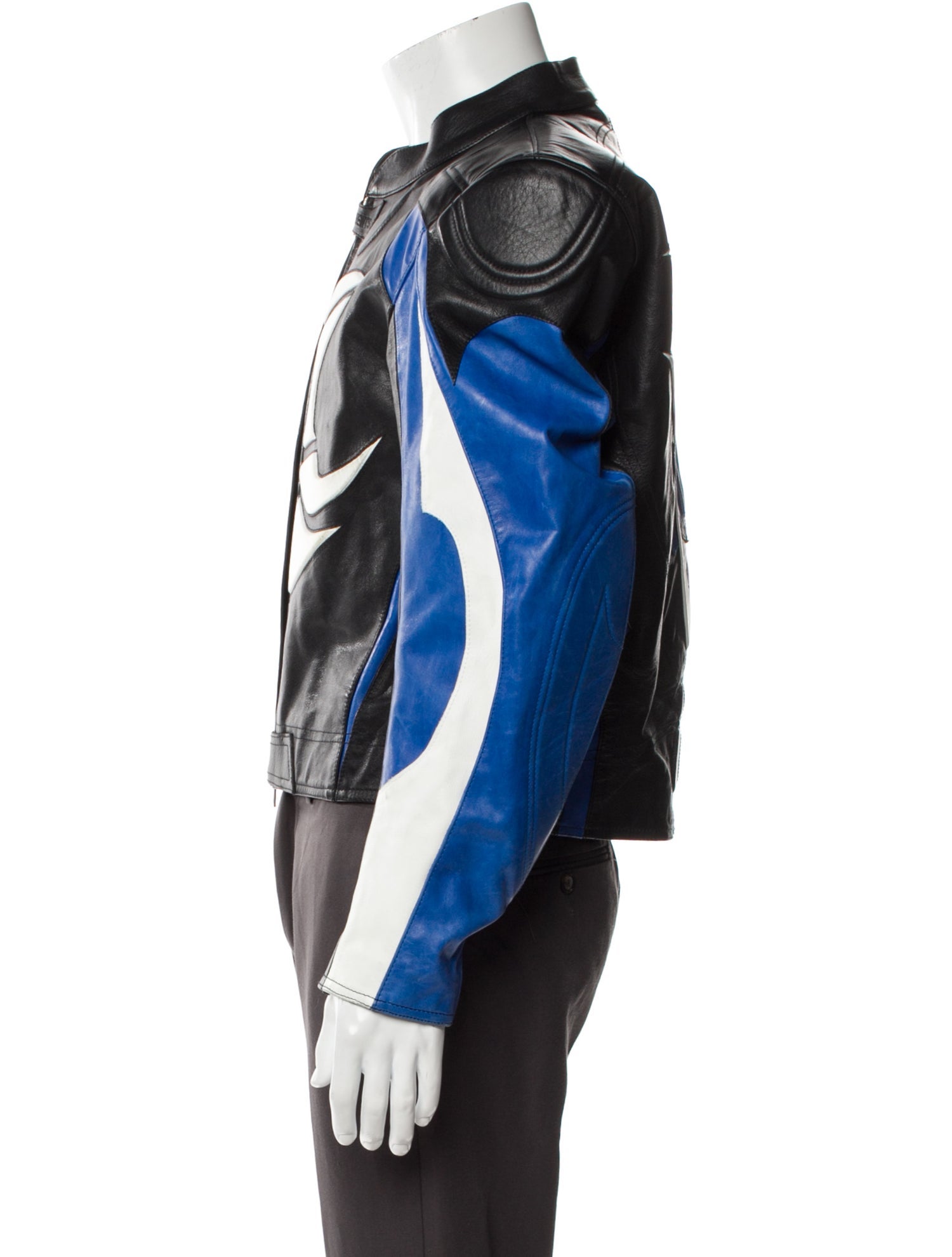 Vetements Calf Leather Colorblock Pattern Jacket