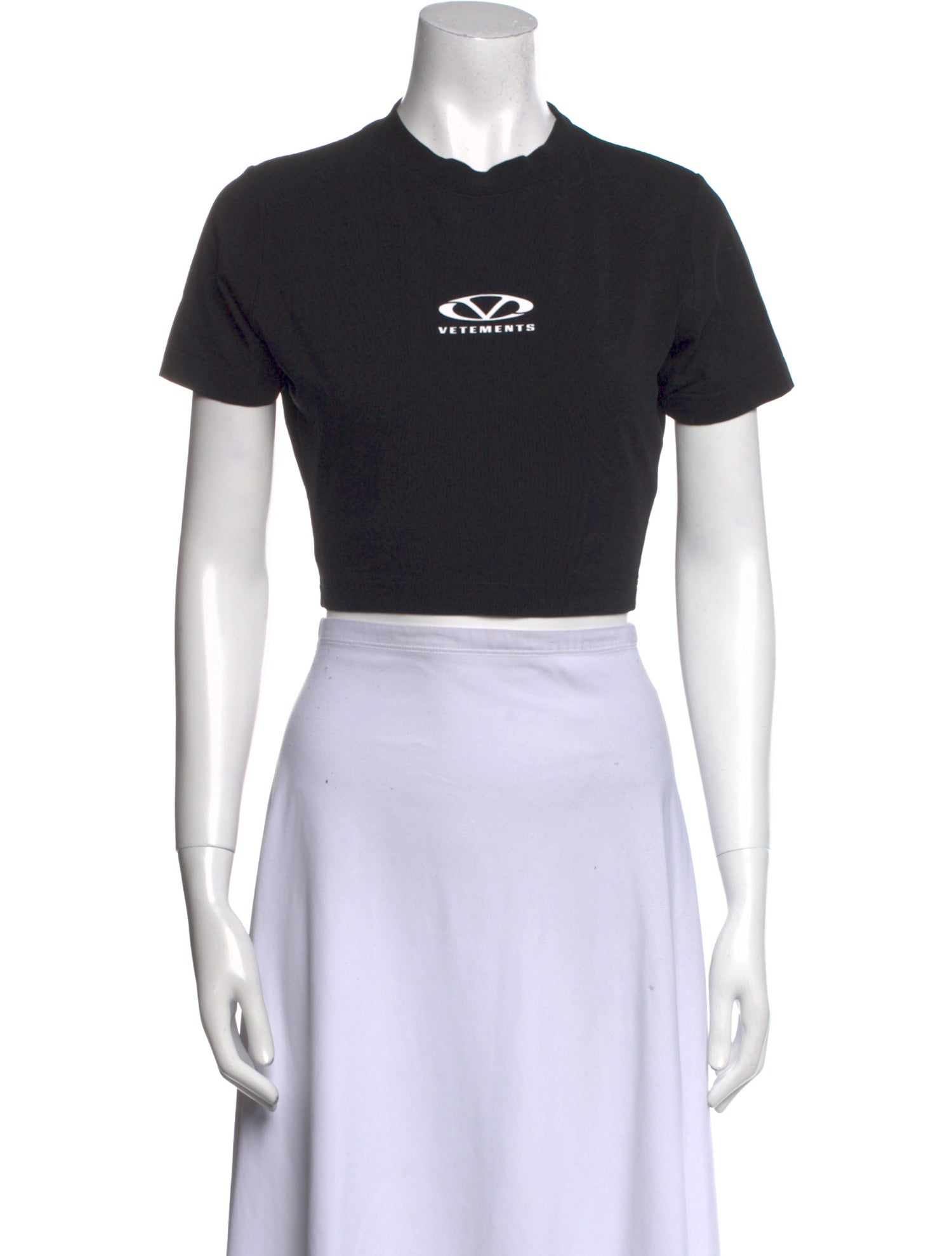 Vetements Graphic Print Crew Neck Crop Top