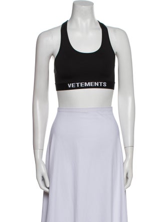 Vetements Graphic Print Scoop Neck Crop Top