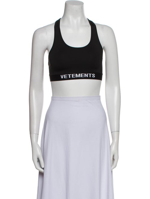 Vetements Graphic Print Scoop Neck Crop Top