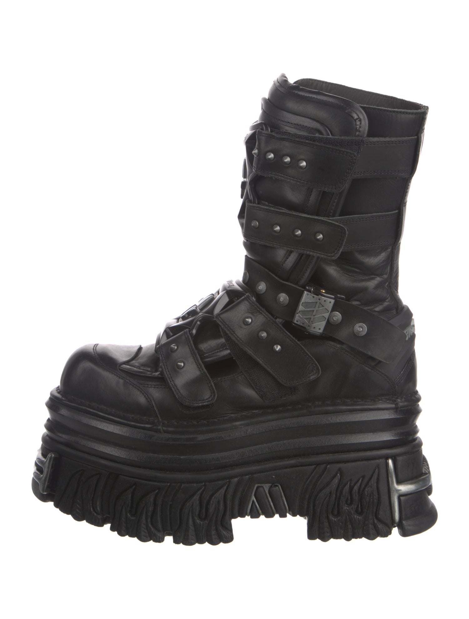 Vetements Leather Studded Accents Moto Boots