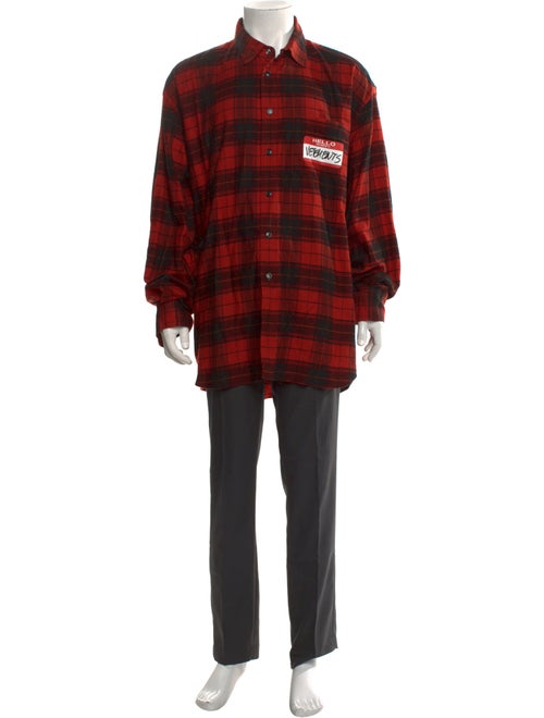 Vetements 'Hello, My Name Is' Plaid Print Shirt