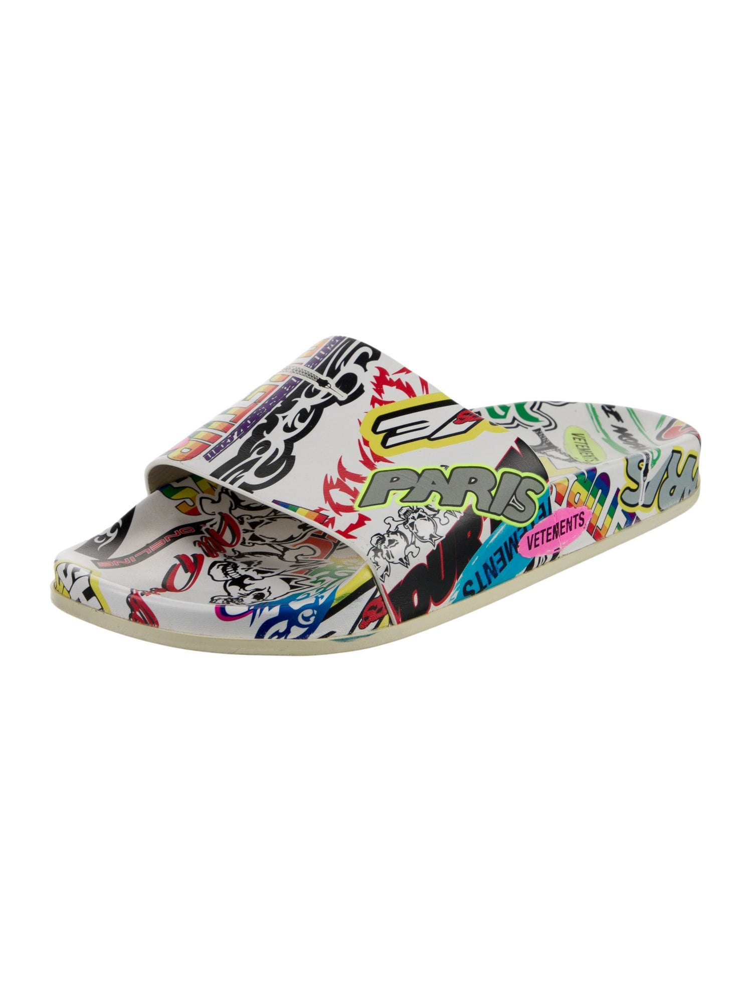 Vetements Leather Printed Slides