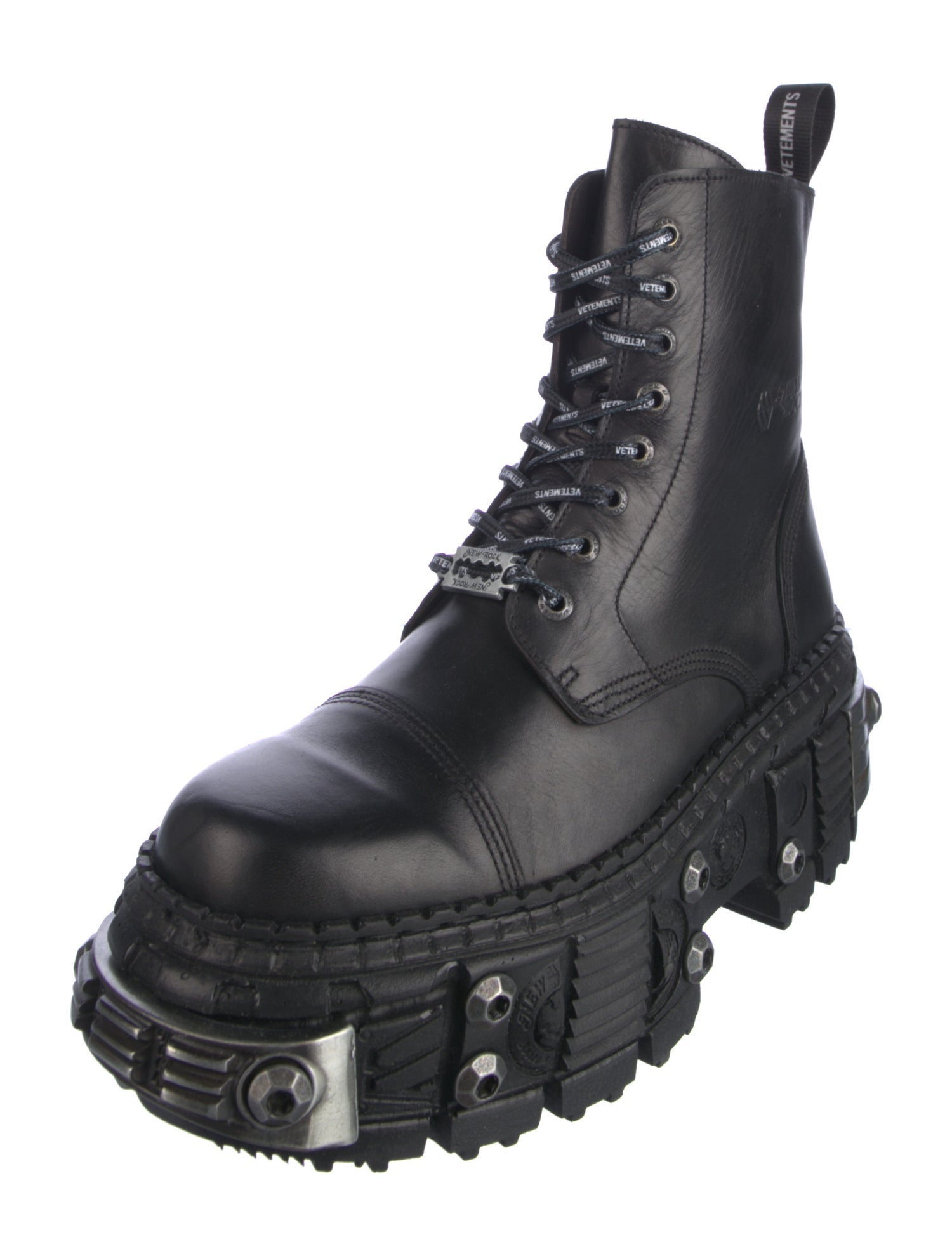 Vetements x New Rock Leather Combat Boots