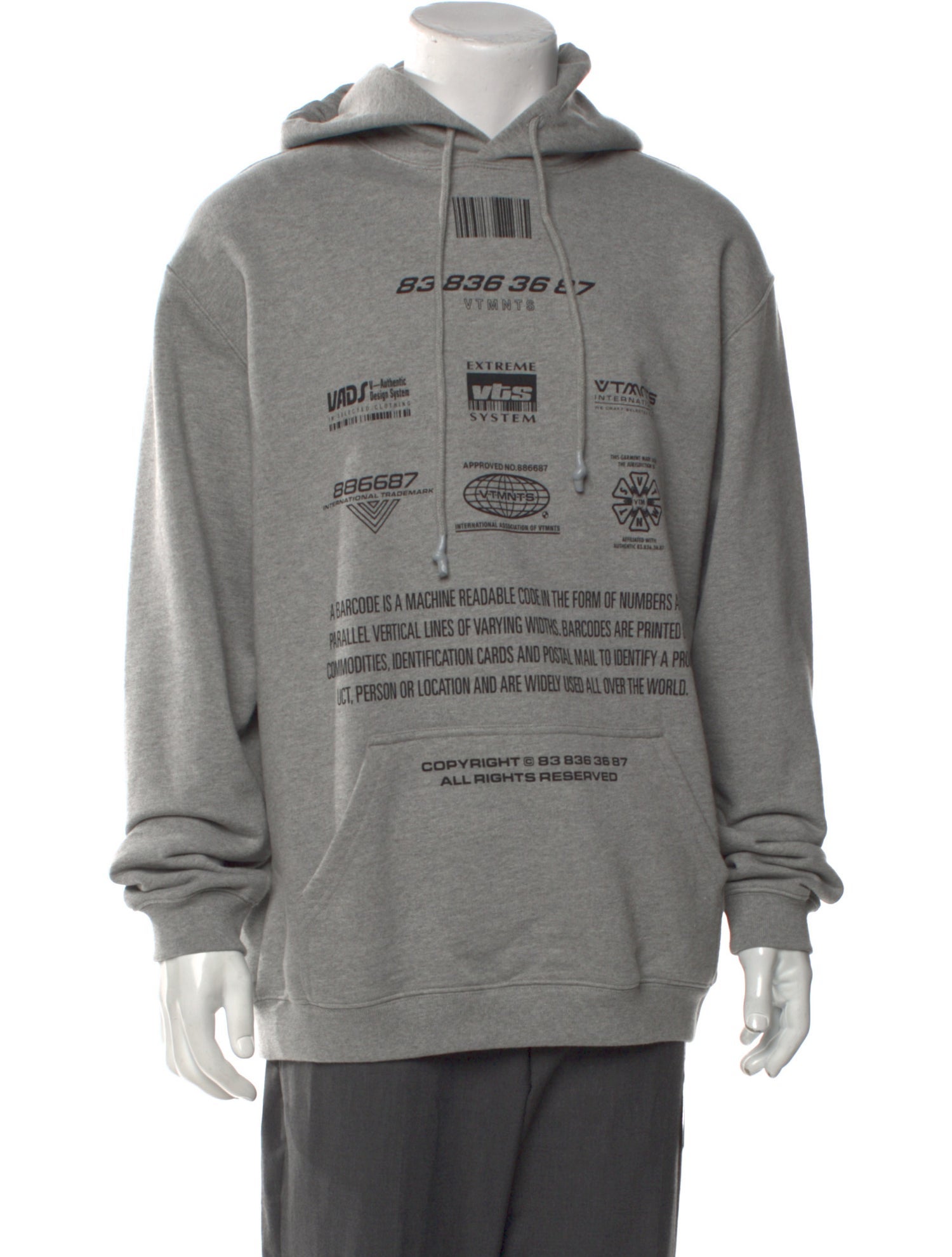 VTMNTS Movie Barcode Definition Graphic Print Hoodie w/ Tags