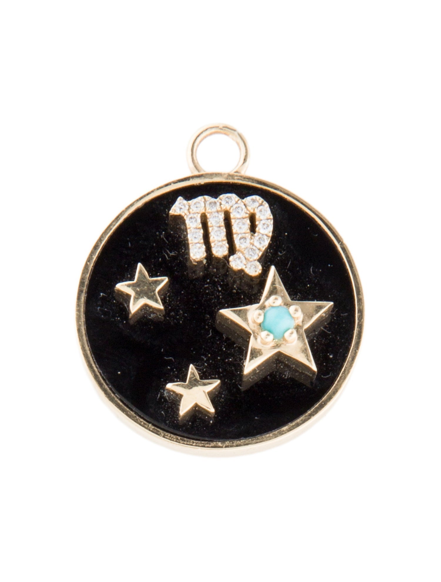 Helena Rose 14K Onyx, Turquoise & Diamond Zodiac Pendant