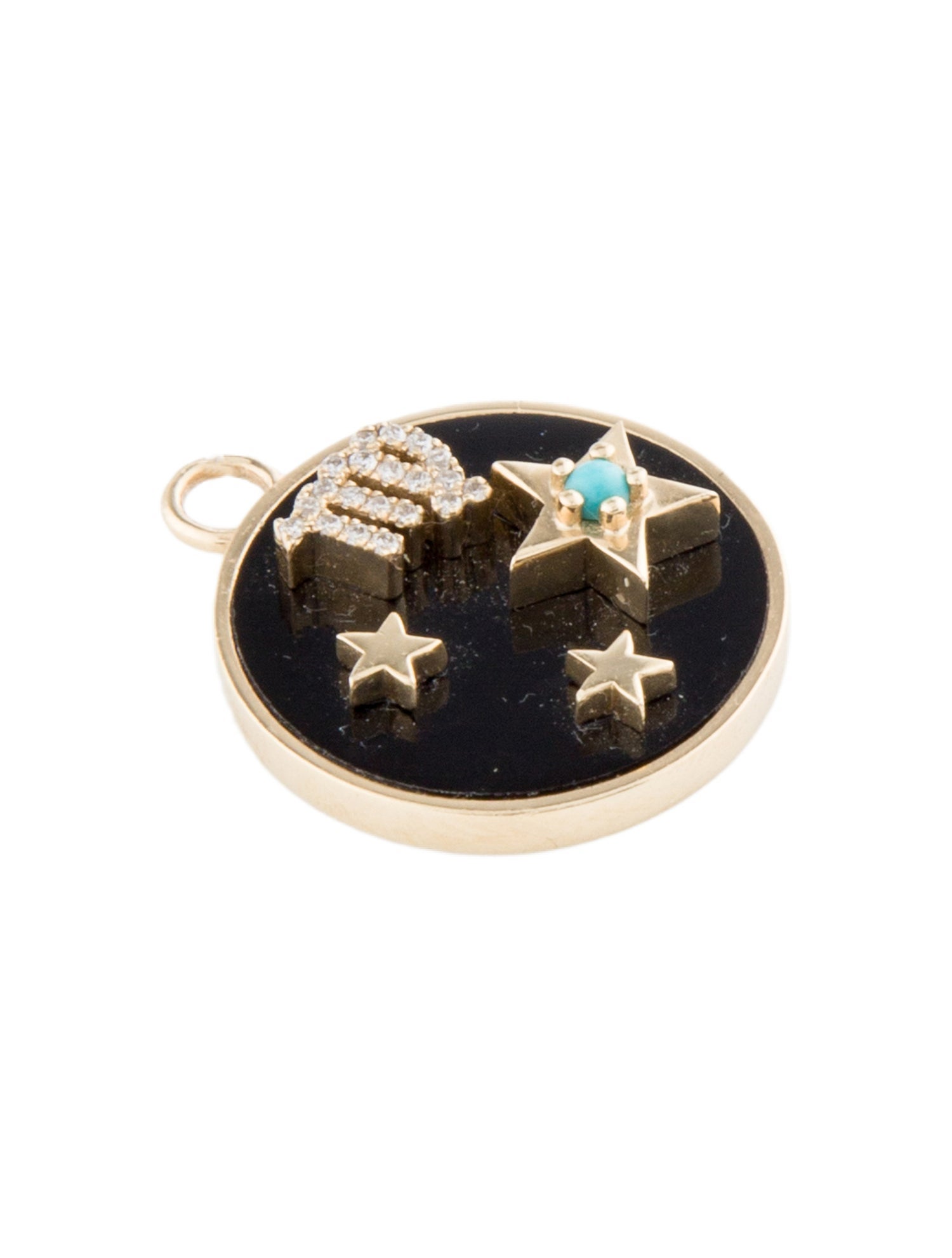 Helena Rose 14K Onyx, Turquoise & Diamond Zodiac Pendant