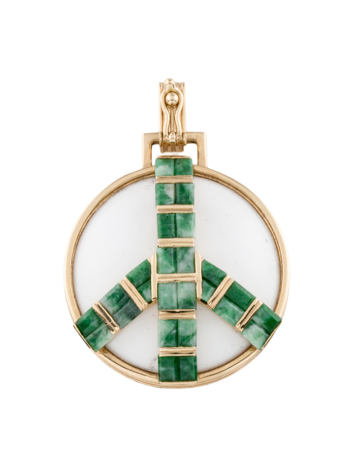 Helena Rose 14K 1.70ct Jadeite & Chalcedony Peace Pendant