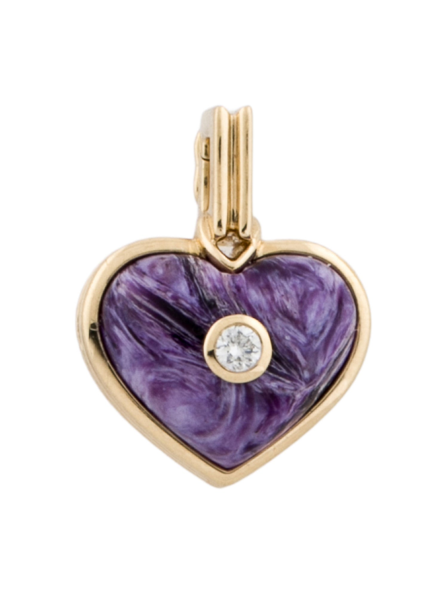 Helena Rose 14K Diamond & Charoite Mini Love Pendant