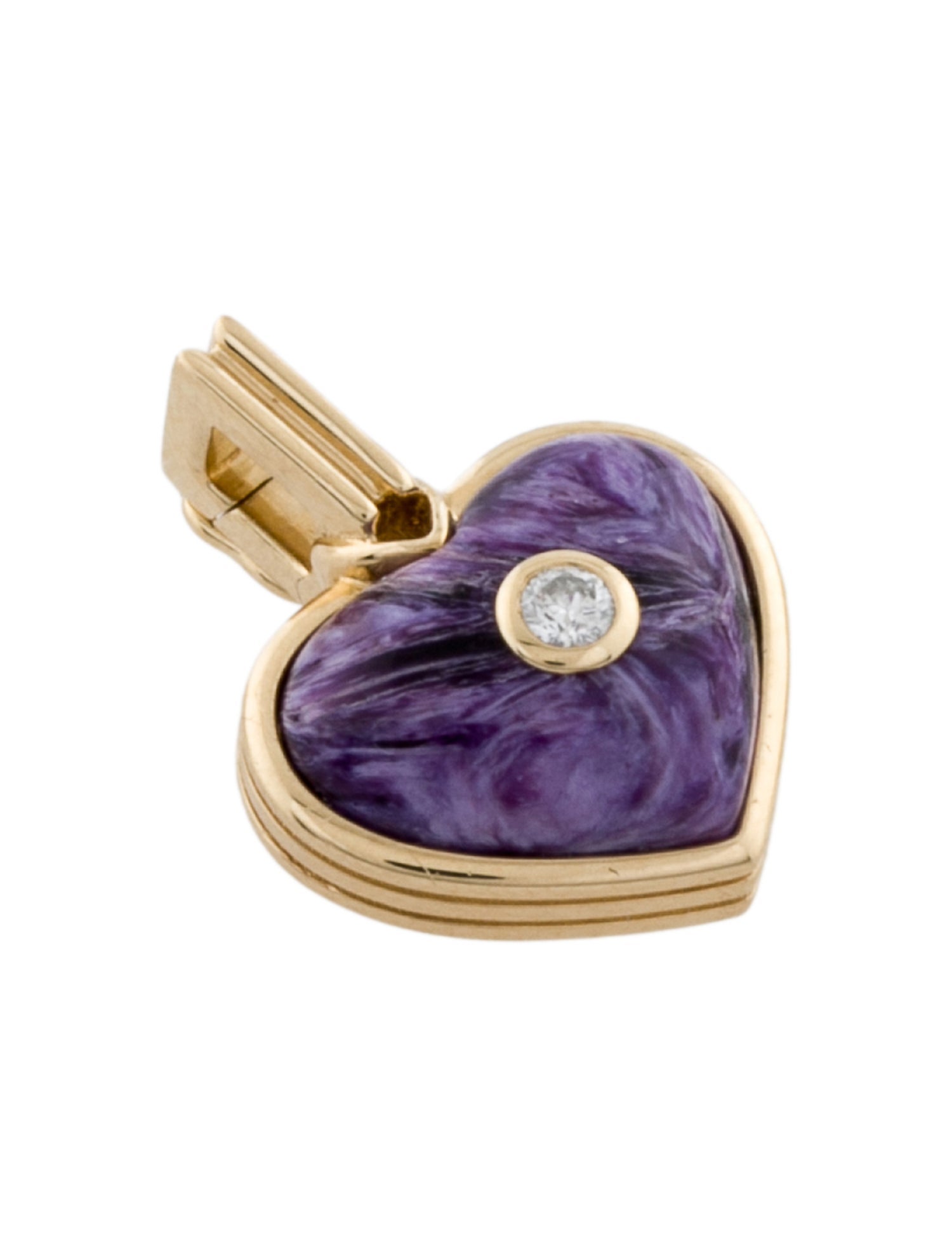 Helena Rose 14K Diamond & Charoite Mini Love Pendant