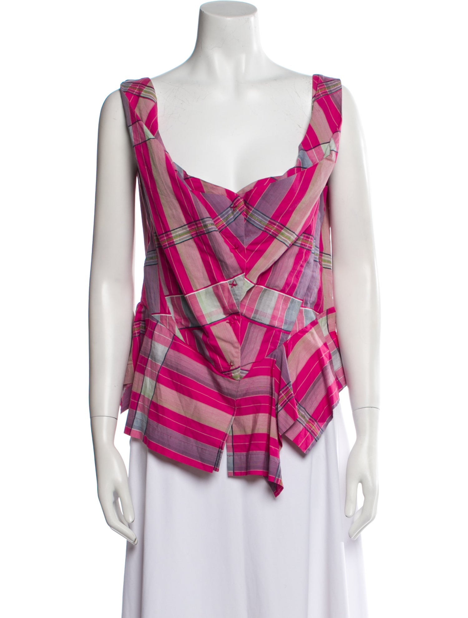 Vivienne Westwood Anglomania Plaid Print Cowl Neck Blouse