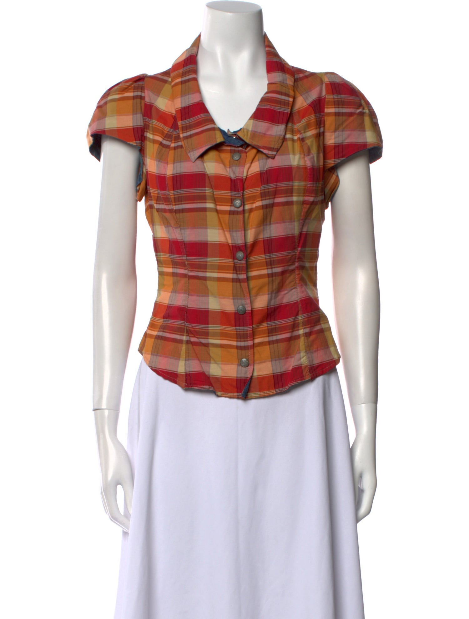 Vivienne Westwood Anglomania Vintage Plaid Print Button-Up Top