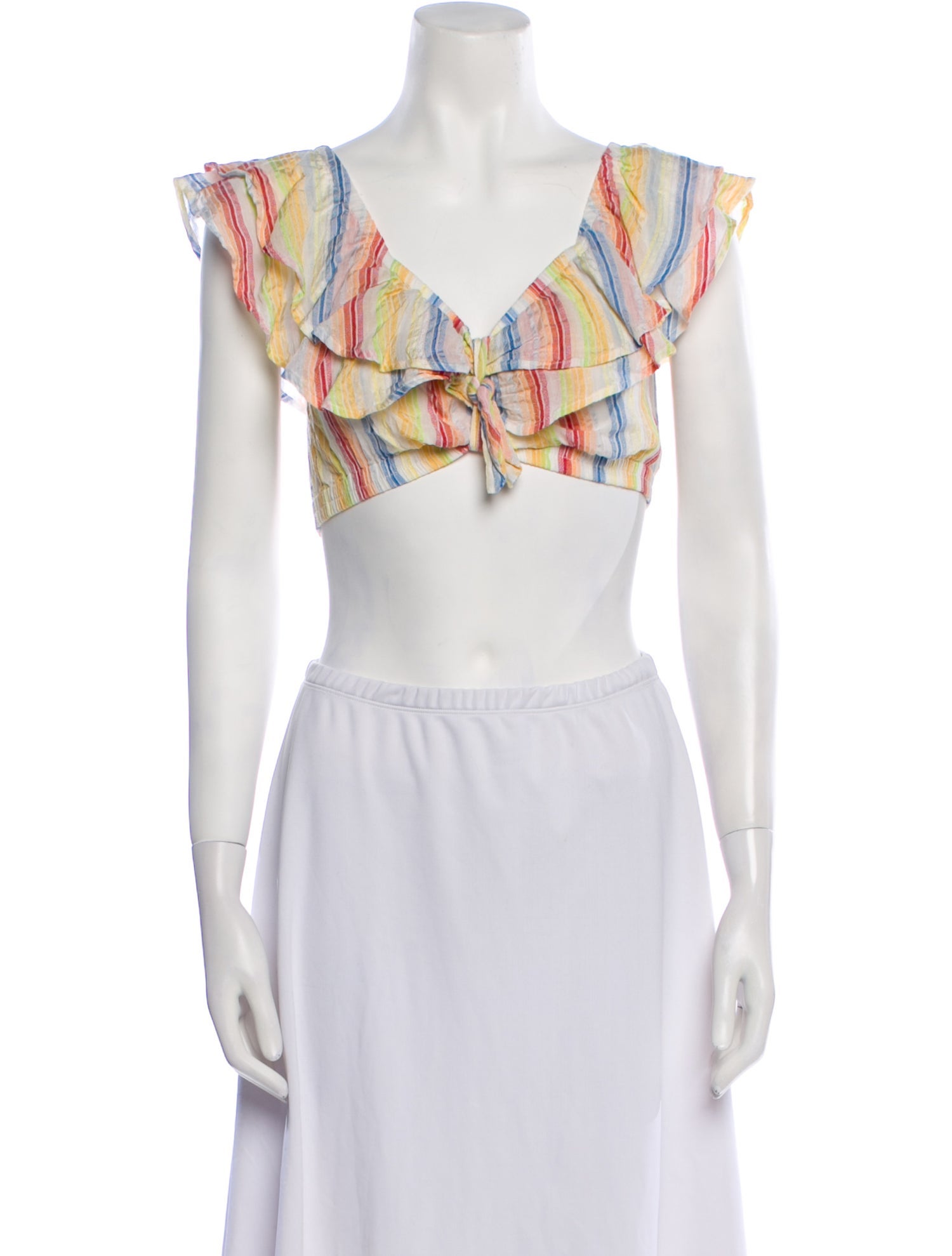 Suboo Striped V-Neck Crop Top