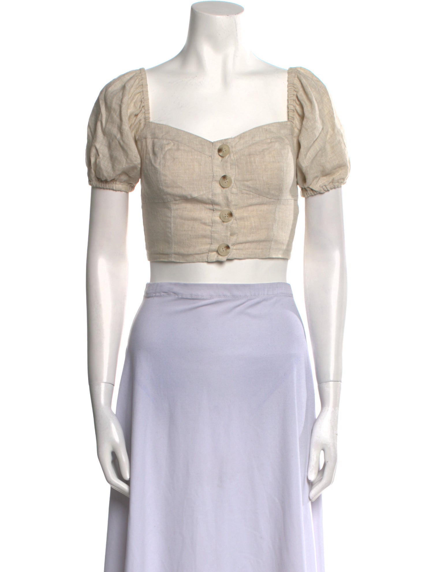 Suboo Linen Square Neckline Crop Top