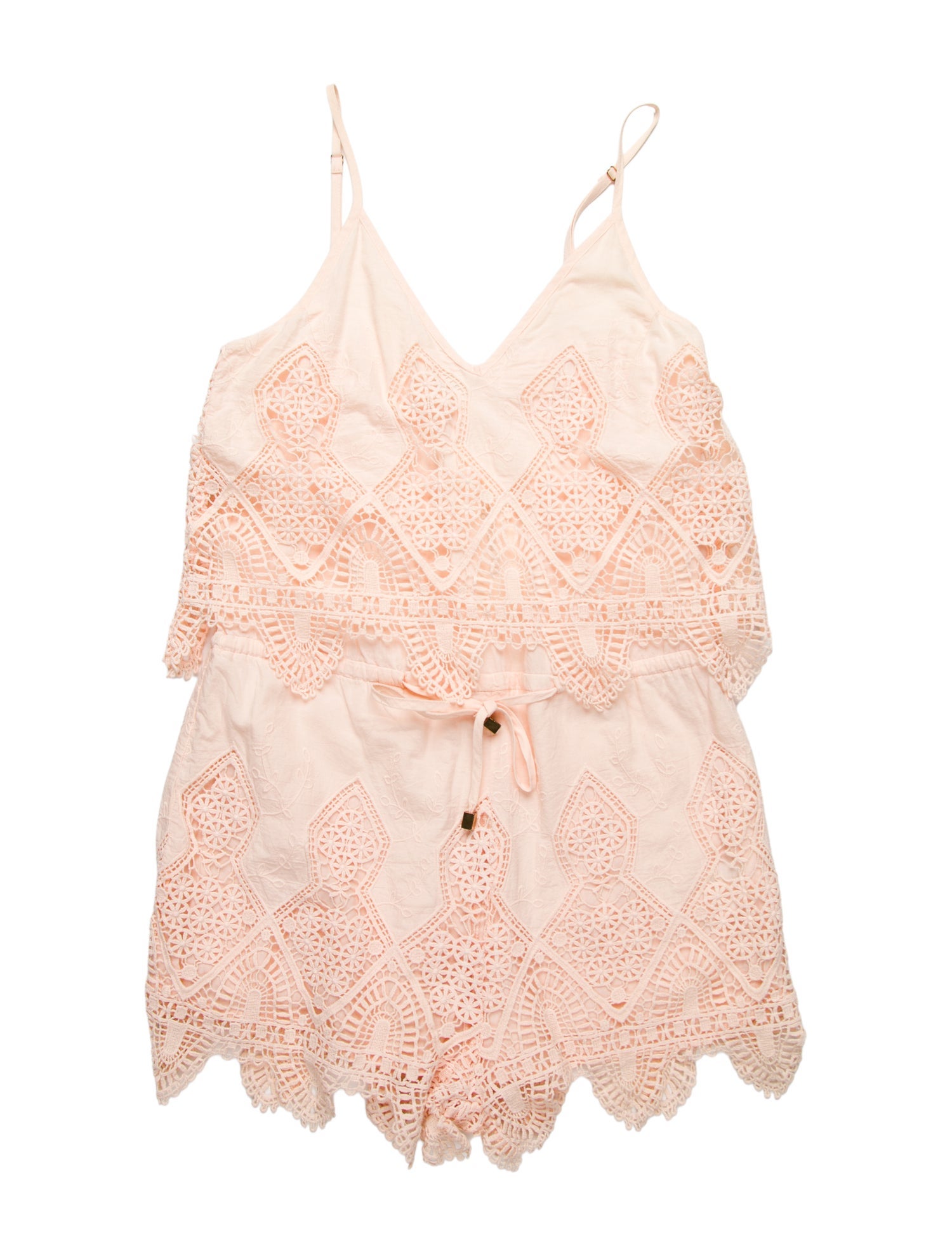 Suboo Lace Pattern V-Neck Romper