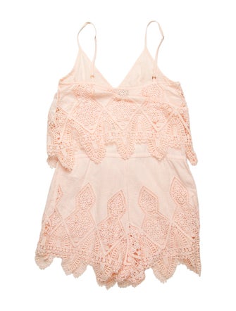 Suboo Lace Pattern V-Neck Romper