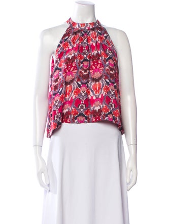 Suboo Floral Print Mock Neck Crop Top