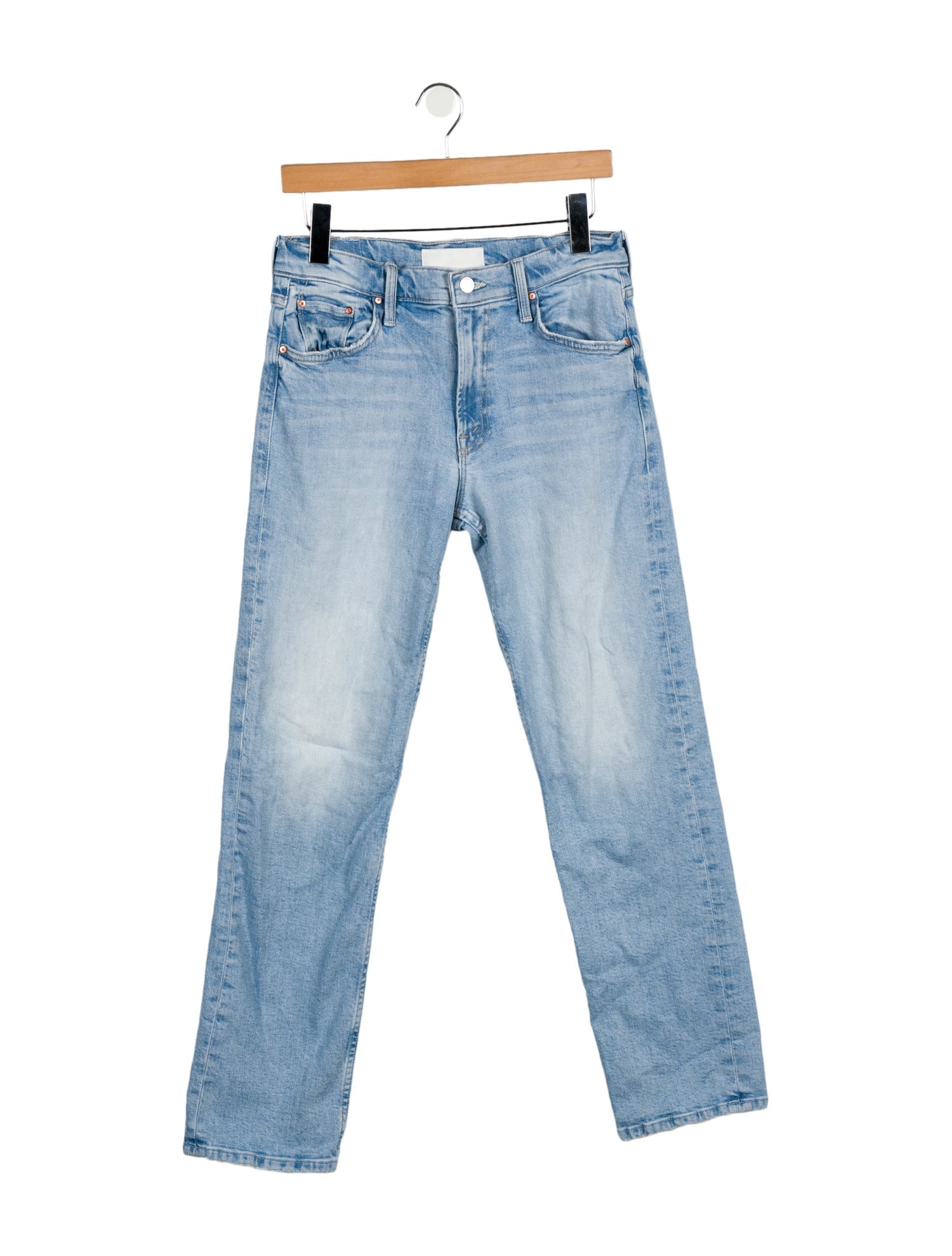 Mother Mid-Rise Straight Leg Jeans - Blue, 8.5