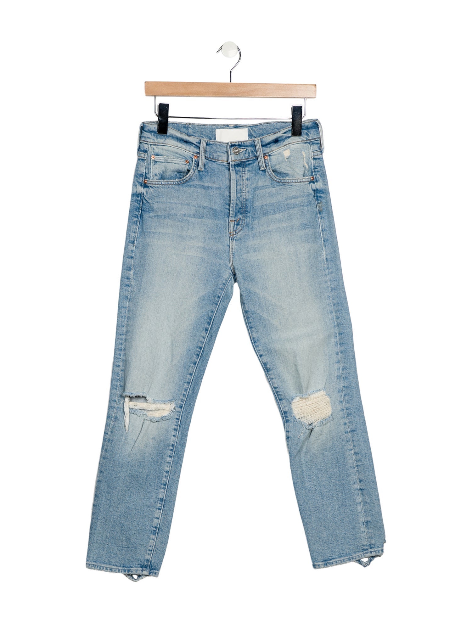 Mother Straight Leg Jeans Blue Light Wash with Mid-Rise