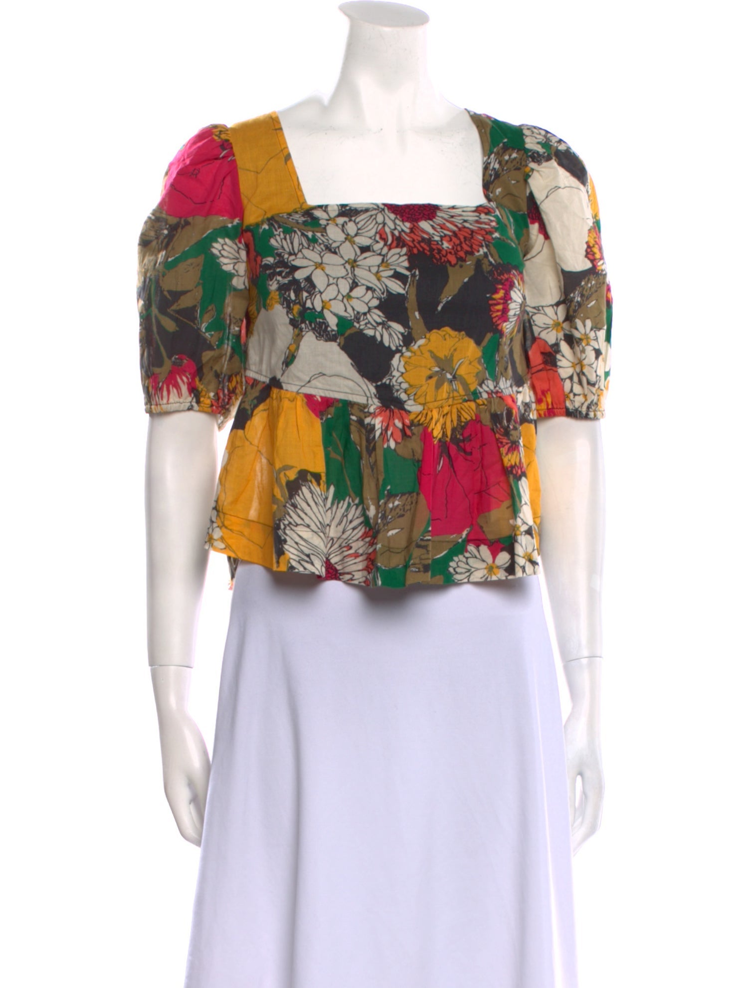 Mother Floral Print Square Neckline Crop Top