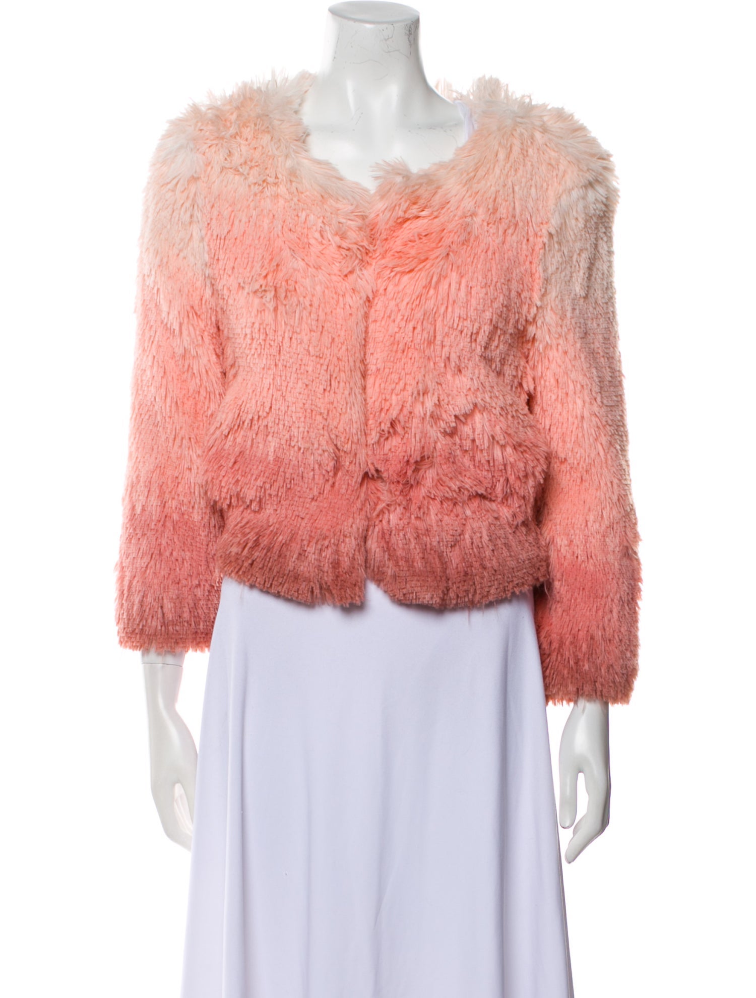 Mother Tweed Pattern Faux Fur Jacket