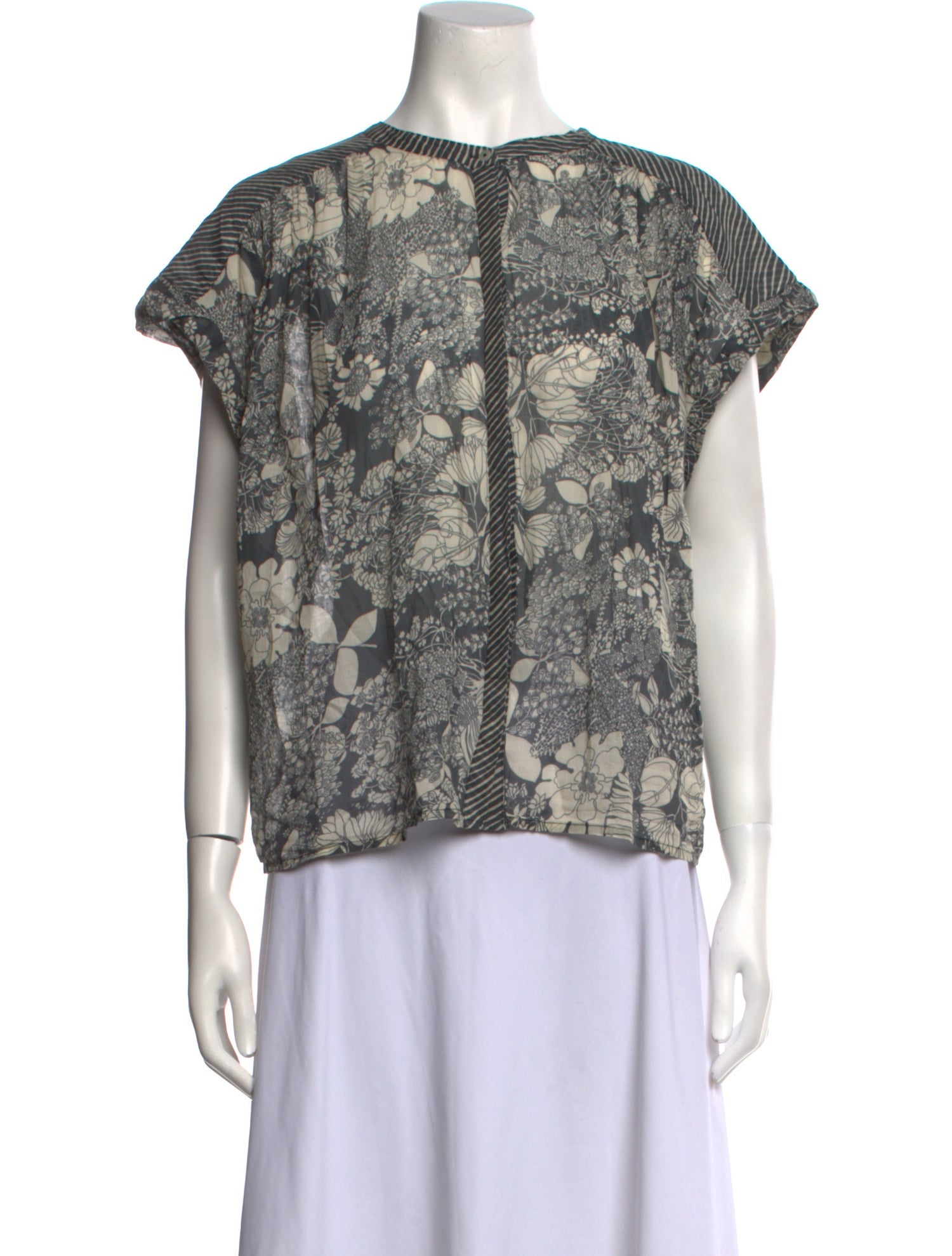Mother Floral Print Bateau Neckline Blouse