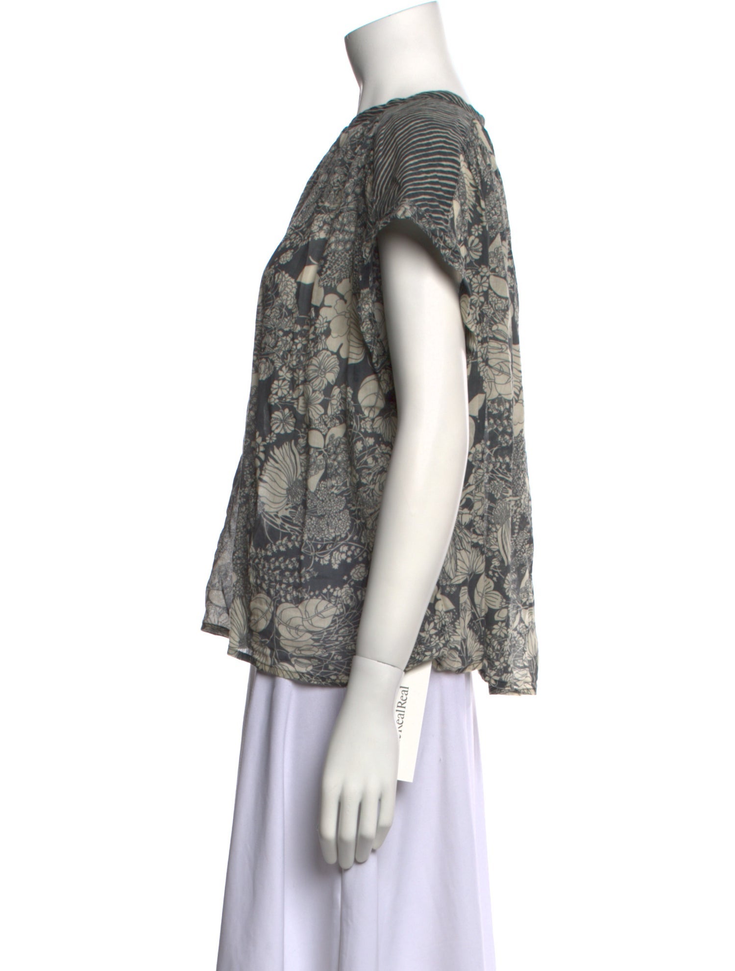 Mother Floral Print Bateau Neckline Blouse