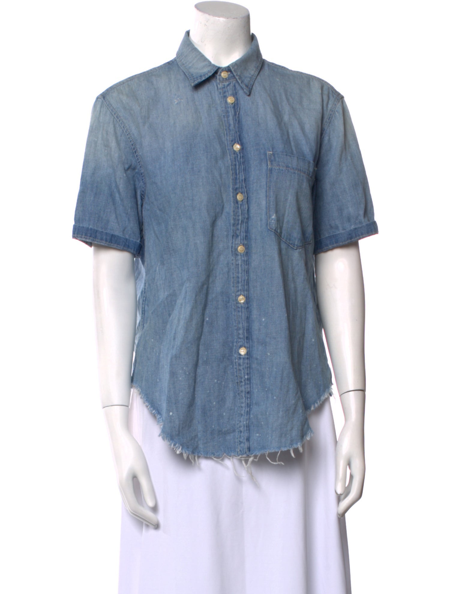 Mother Short Sleeve Button-Up Top