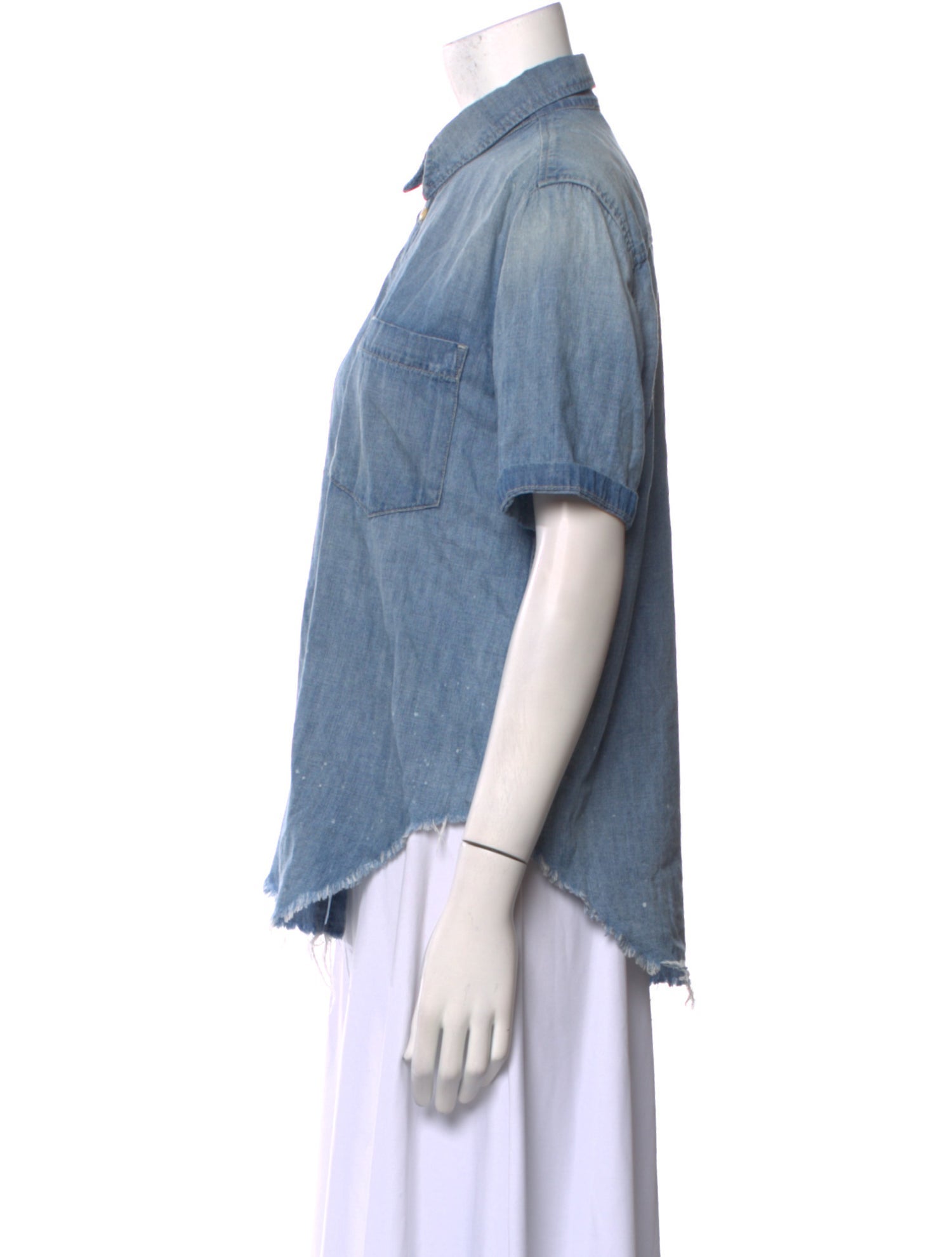 Mother Short Sleeve Button-Up Top