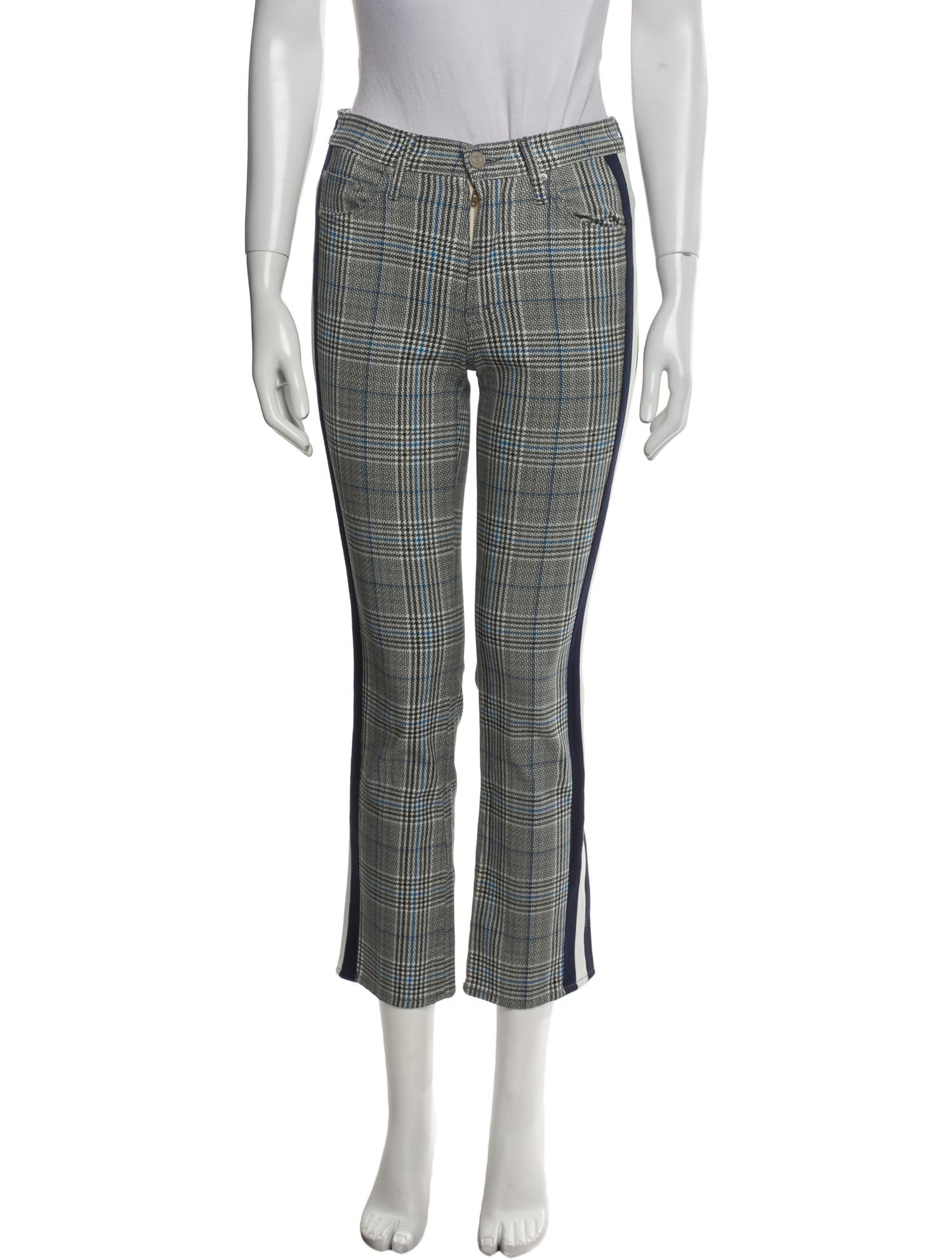 Mother Plaid Print Straight Leg Pants