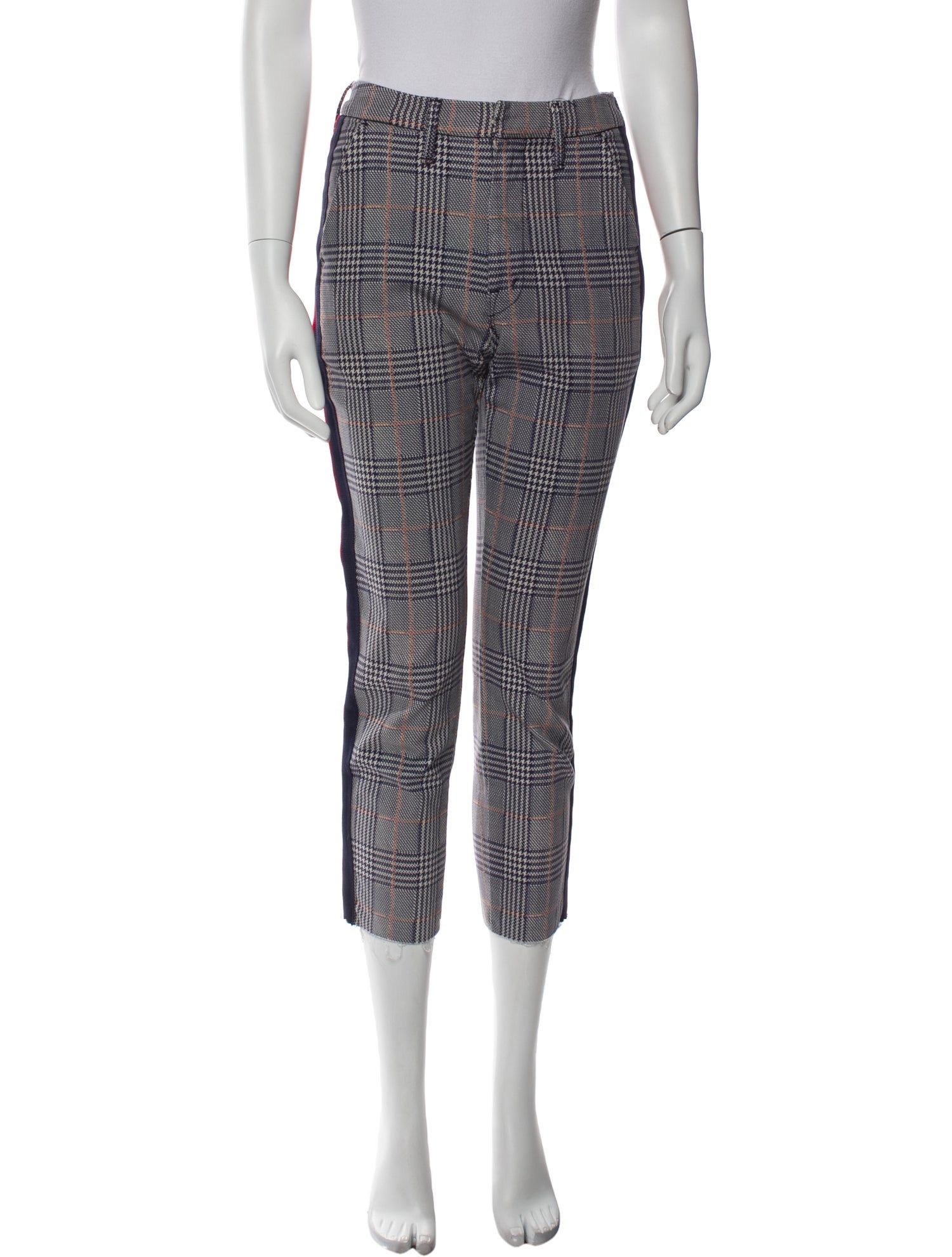 Mother Plaid Print Straight Leg Pants
