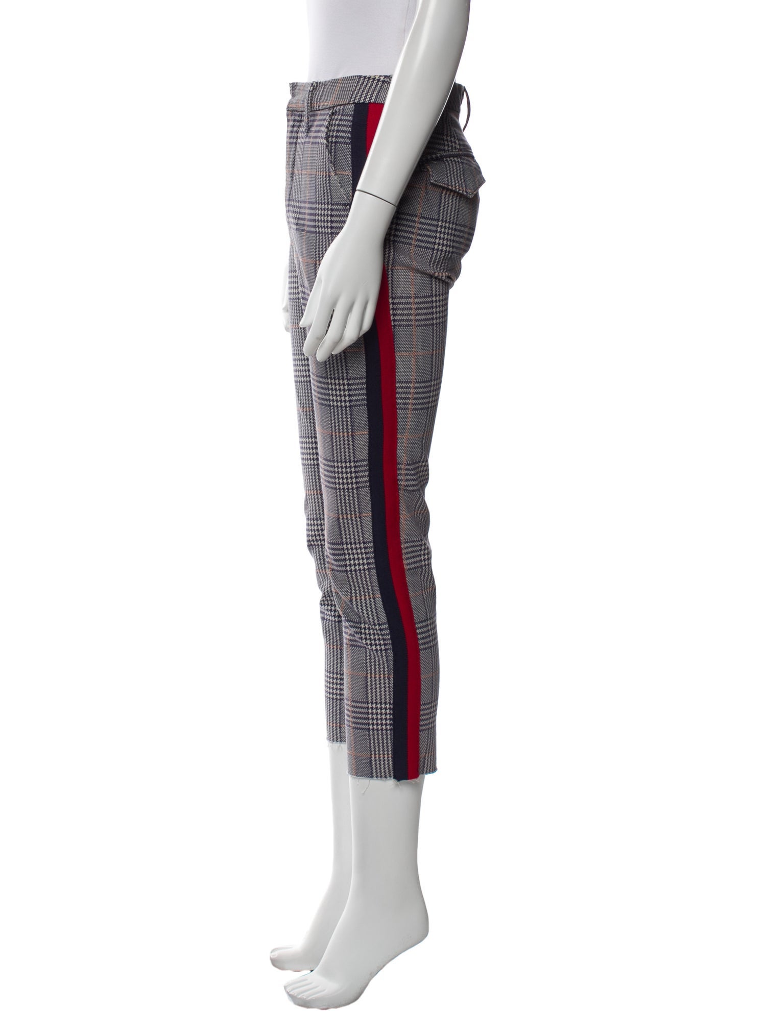 Mother Plaid Print Straight Leg Pants