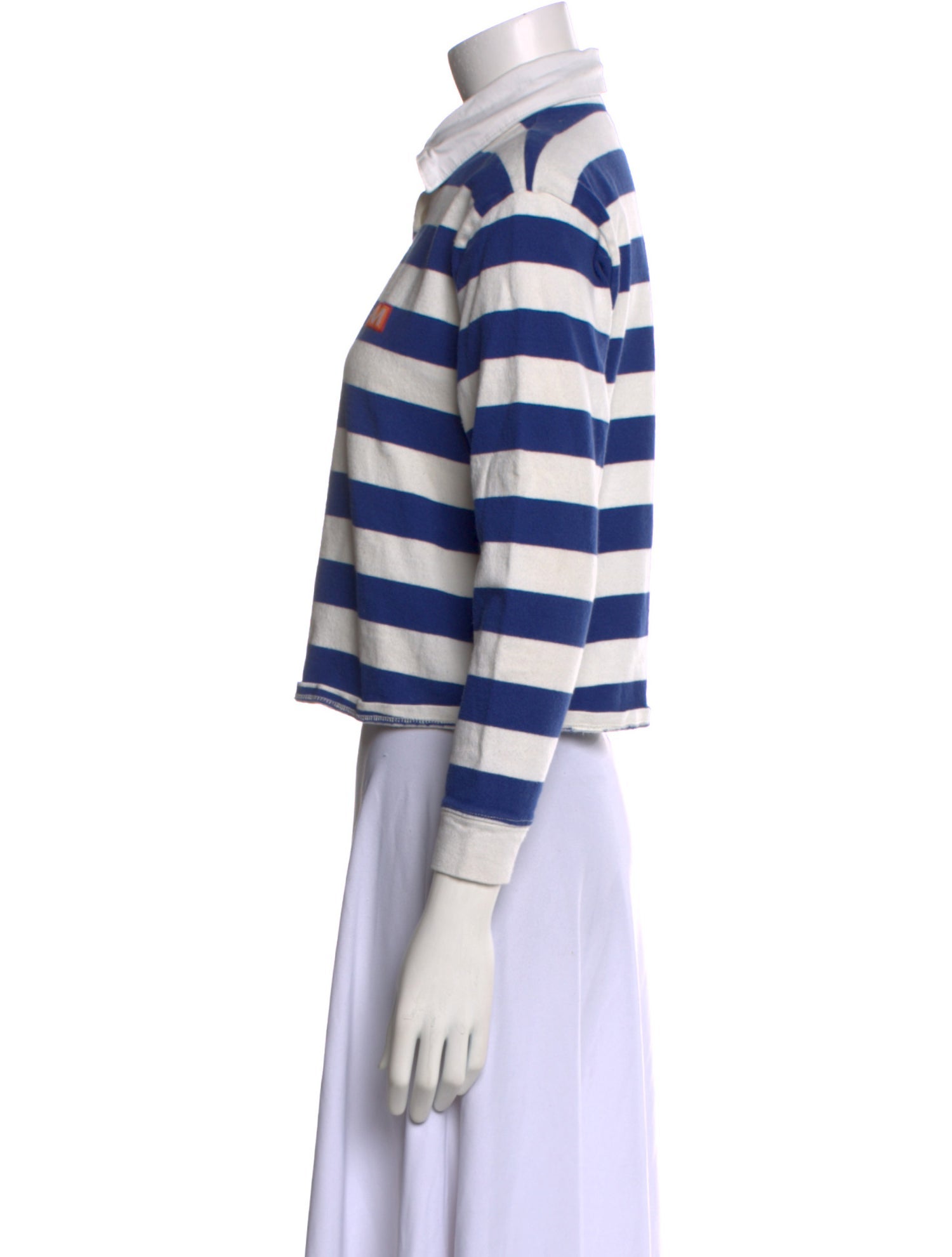 Mother Striped Three-Quarter Sleeve Crop Top