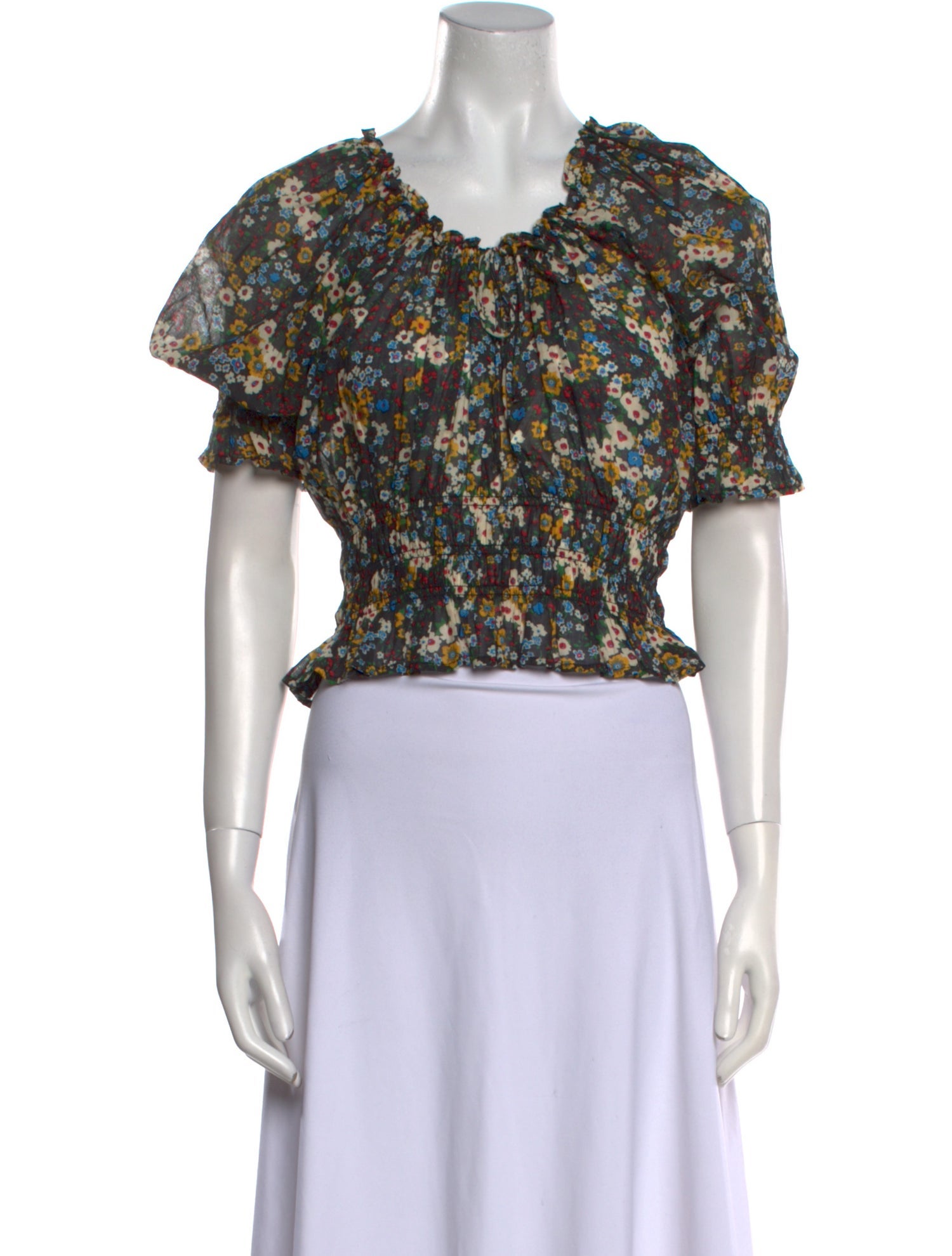 Mother Floral Print Scoop Neck Crop Top