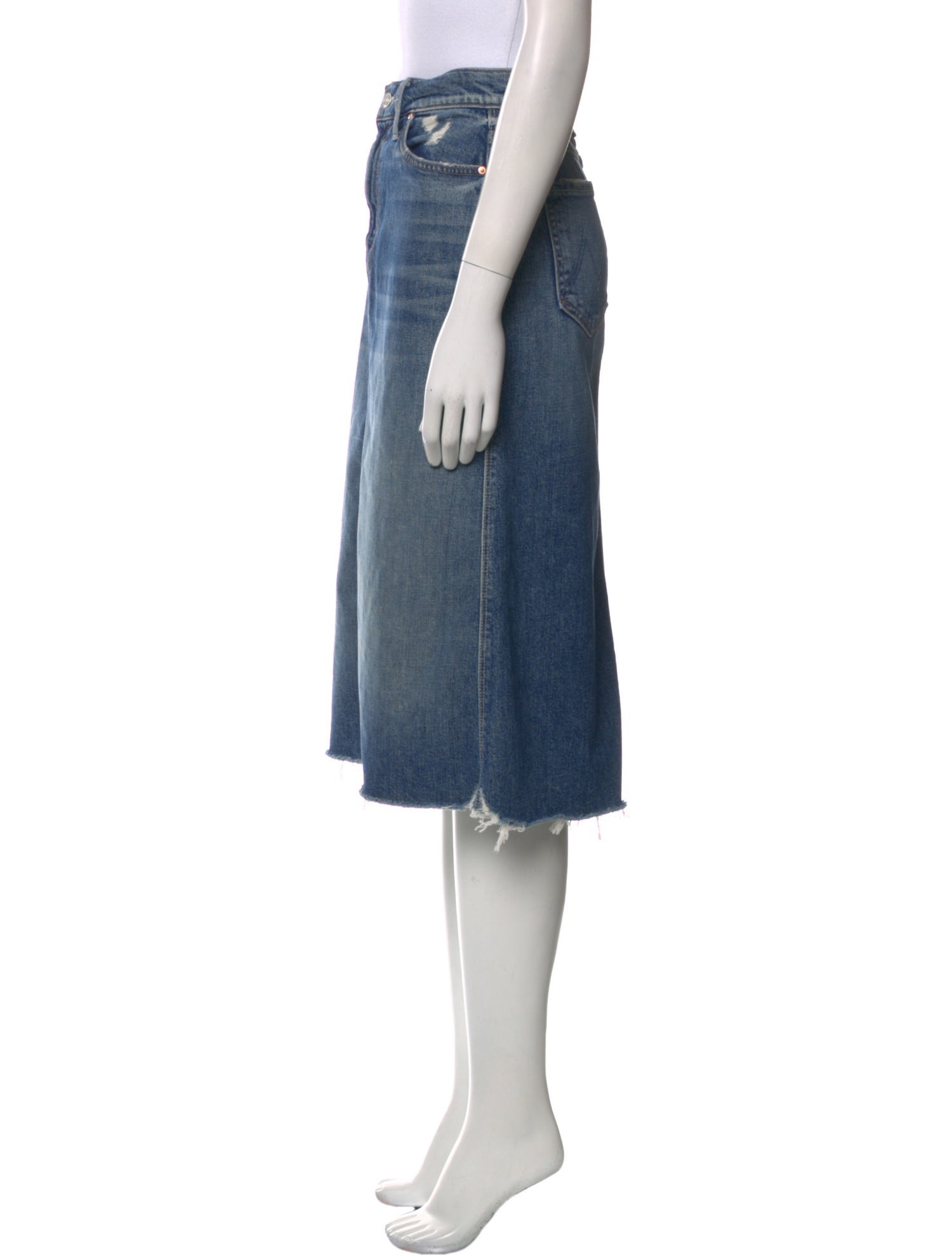 Mother Distressed Accents Knee-Length Skirt