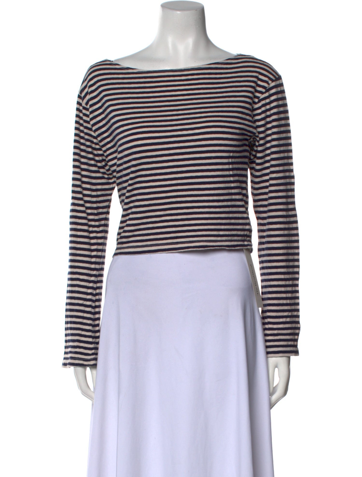 Mother Striped Bateau Neckline Crop Top