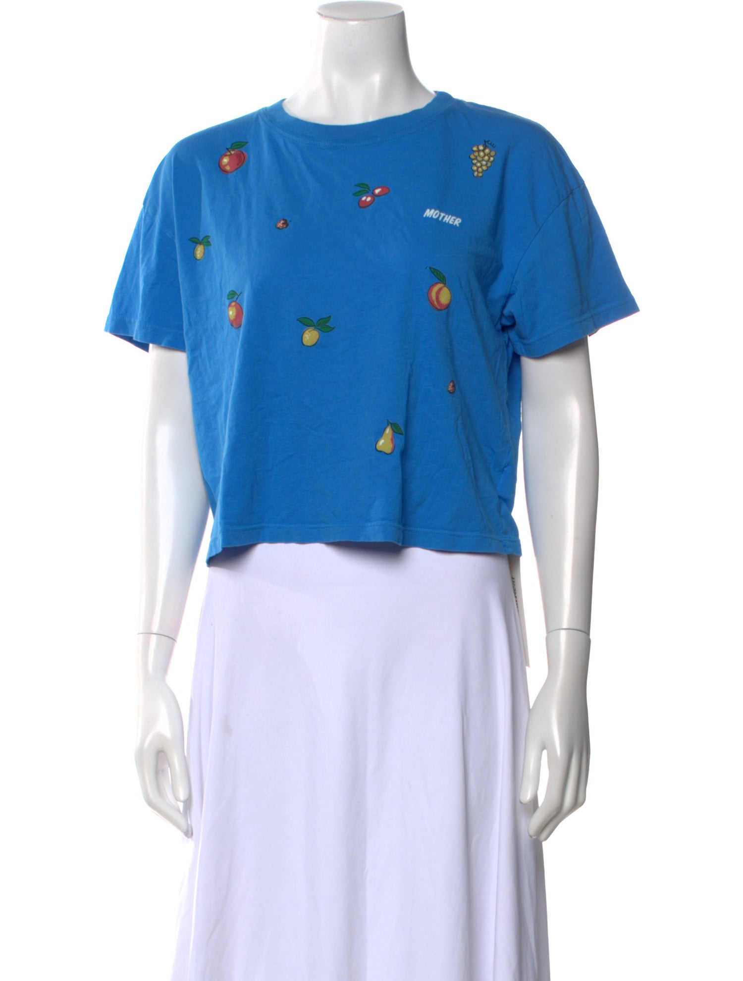 Mother Graphic Print Crew Neck Crop Top