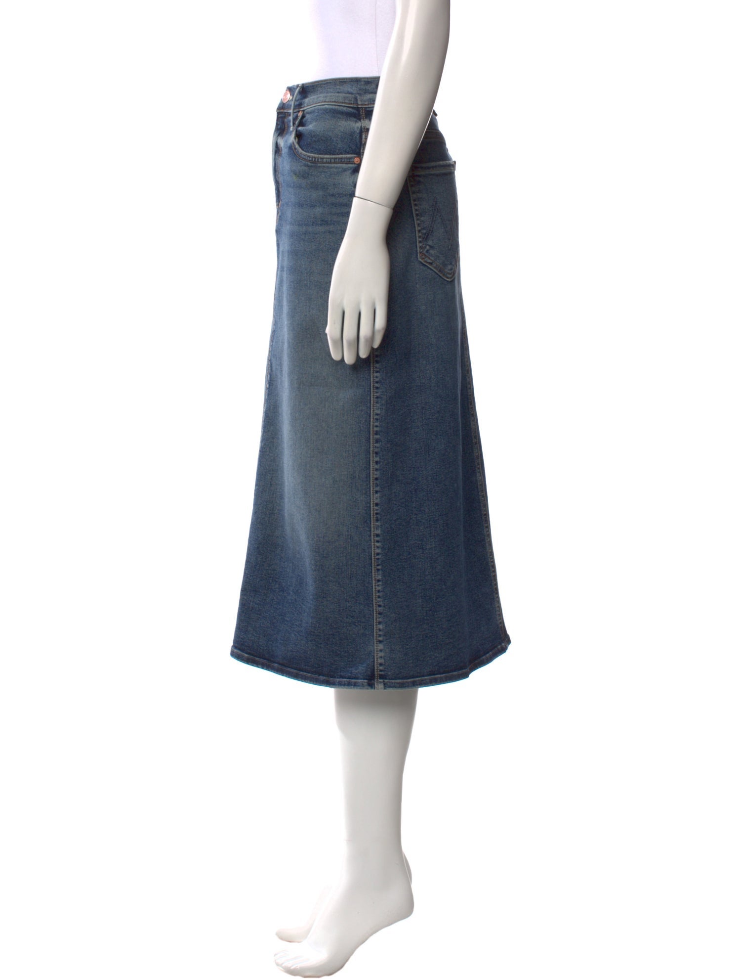 Mother Distressed Accents Midi Length Skirt