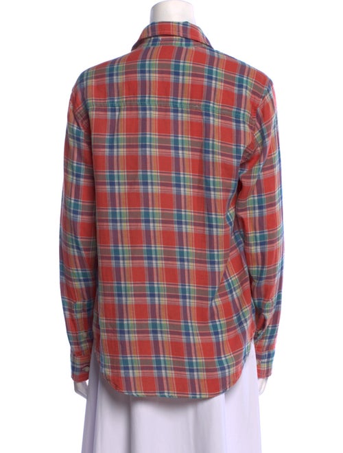 Mother Plaid Print Long Sleeve Button-Up Top