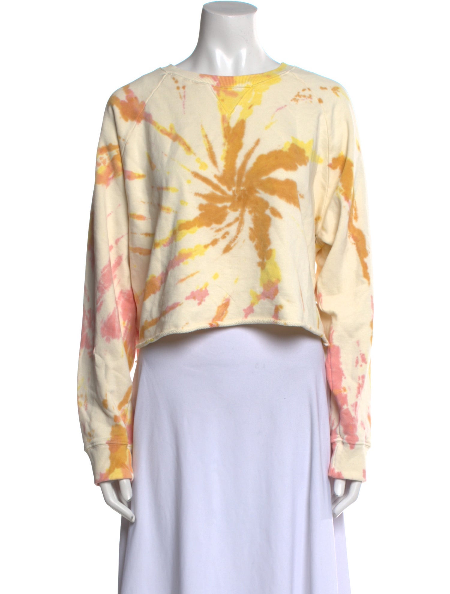 Mother Tie-Dye Print Bateau Neckline Crop Top