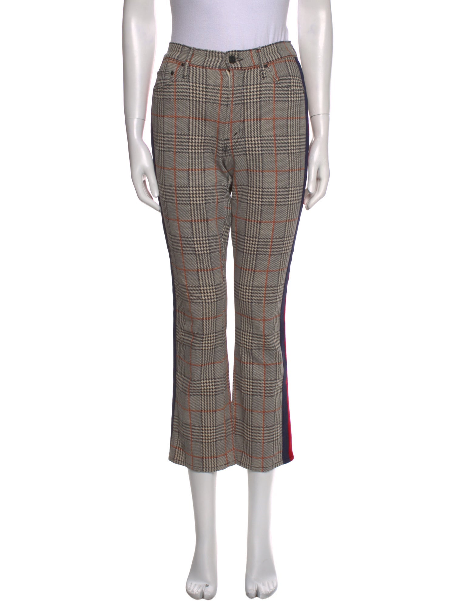Mother Plaid Print Straight Leg Pants