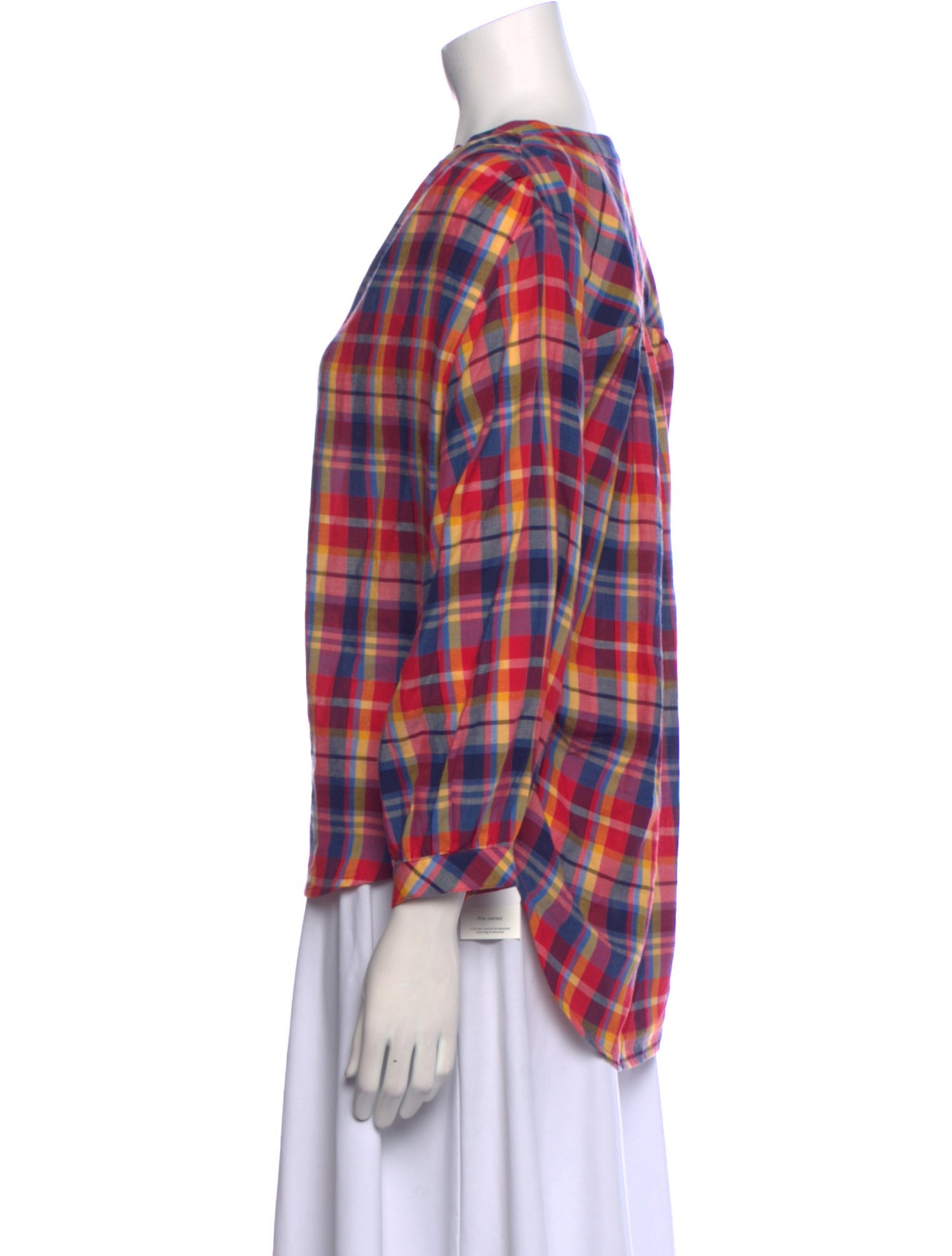 Mother Plaid Print V-Neck Blouse